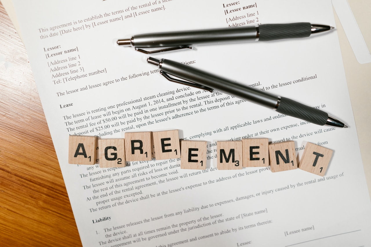 leasing agreement on a document