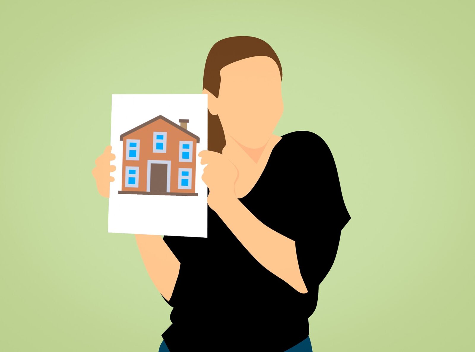 Woman holding an image of a home